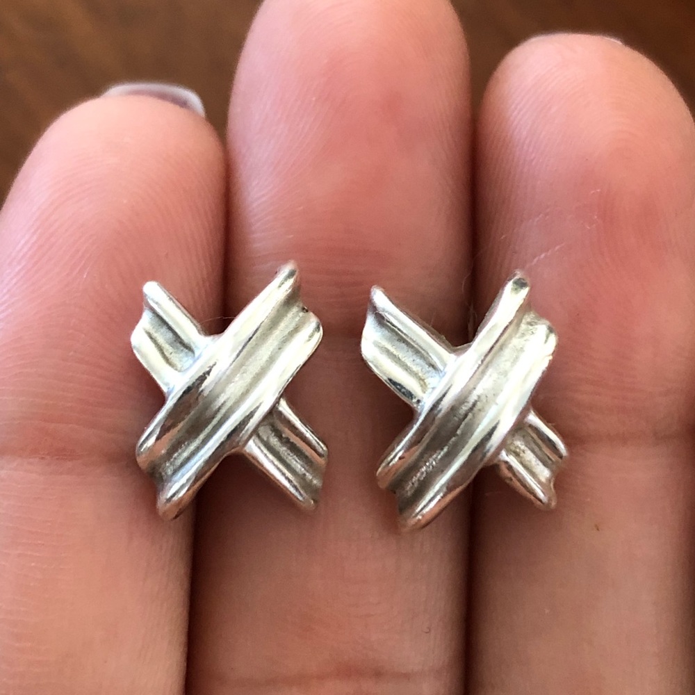 Vintage Mexican X Stud Earrings